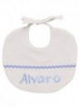 babero blanco en pique con ondulina y pesonalizado